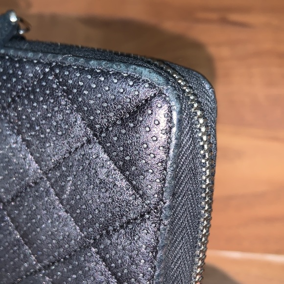 Authentic Chanel Metallic Perforated Quilted Zippy Wallet - Picture 8 of 16